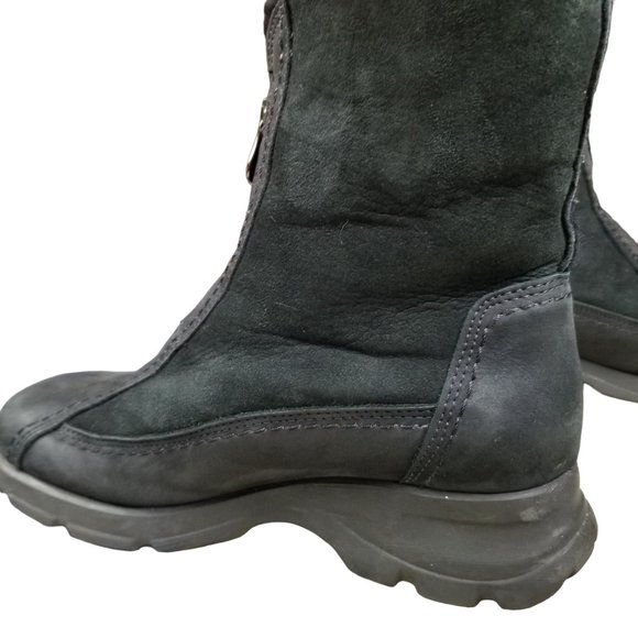 Vintage La Canadienne square toe sherpa lined lug sole black suede platform boot - Picture 7 of 13